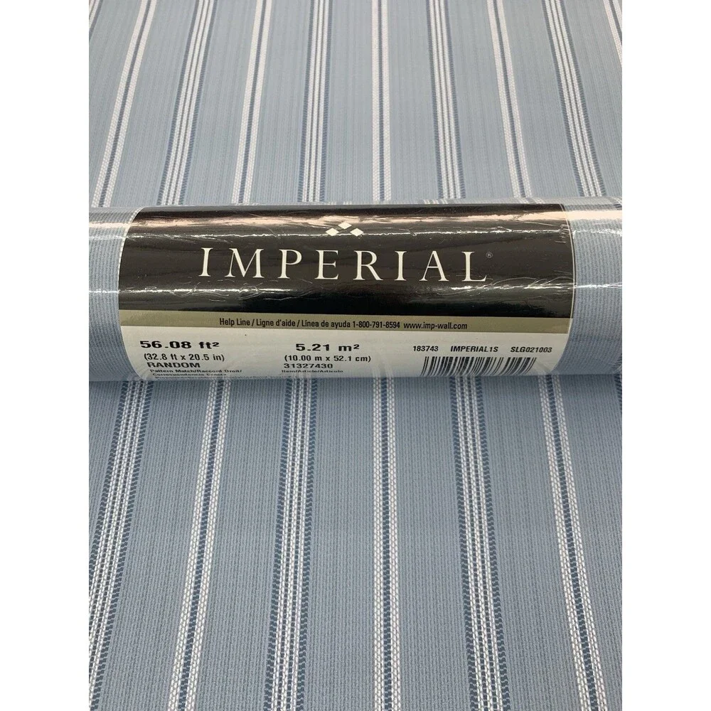 Imperial Blue Ticking Stripe Wallpaper 31327430, 20.5” X 11 Yds.